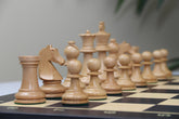 Henri Chavet Reproduced Chess Set in Natural and Mahogany Stained Boxwood- 3.75" King Height